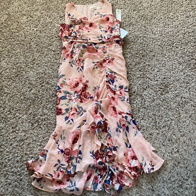 sachin and babi light blue dress BCBG Chiffon Floral Print Strapless Tiered A-Line Maxi Dress main image 1