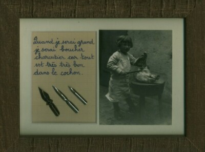 Tableau Rétro Humoristique - Photo Ancienne Et Texte Plume - France - Contemporain
