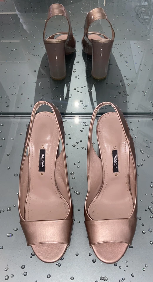 Zapatos Baldan Punta Abierta Rubor Rosa Charol Cordones Bloque Talla 37 Foto 2 de 4