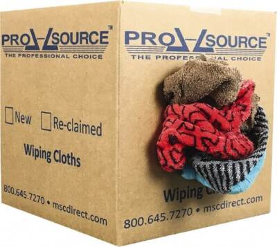 5 Lb Box PRO-SOURCE Reclaimed Cotton Terry Cloth Shop Rags: Assorted Color