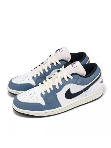 Men's Jordan 1 Low SE "Motion" White/Armory Navy-Aegean Storm (HM3711 144) Sz8.5