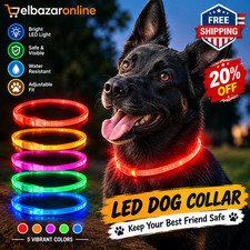 RECHARGEABLE LED Light-up Flash GLOW COLLAR D...
