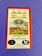 Mar 31 2000 MLB Baseball Ticket: Houston Astros v New York Yankees. Enron Field.