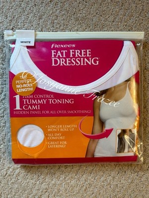 Flexees Women's Fat Free Dressing Firm Control Tummy Toning Cotton Cami XXL