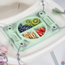 STARTURFLYU Strong Suction Silicone Baby Placemat - Green Toddler Plate  Straps