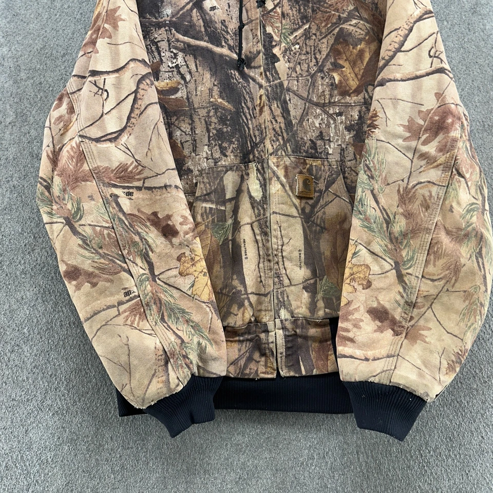 Carhartt Jacket Men M Brown Realtree FullZip Logo Canvas Hoodie Hunting Outdoor - Image 2 of 4