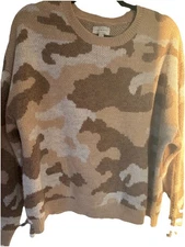 Lucky Brand Neutral Tan Camo Wool Blend Sweater Size XL Cozy Soft Gorpocore