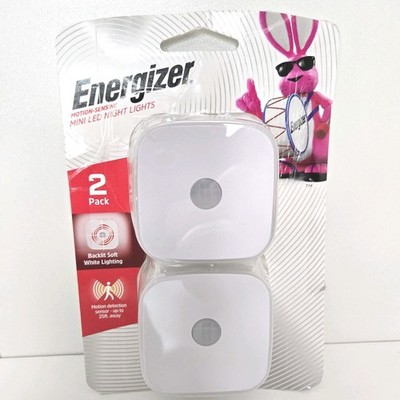 NEW Energizer 2 Pack Mini LED Motion Sensor Night Lights Backlit Soft White