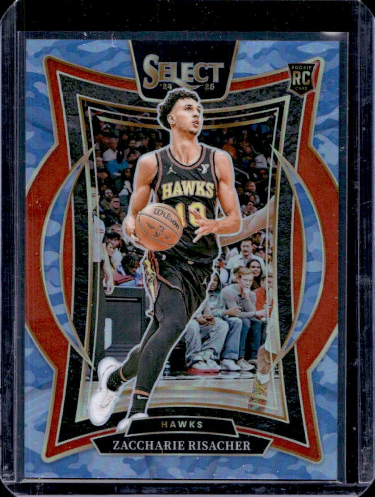 2024-25 Select Zaccharie Risacher Concourse RC Blue Camo Prizm #54/99 Hawks