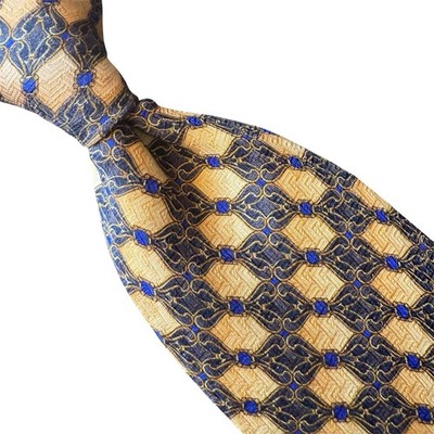 VINTAGE ROBERT TALBOTT STUDIO MULTICOLOR GEOMETRIC 100% SILK NECKTIE HANDSEWN