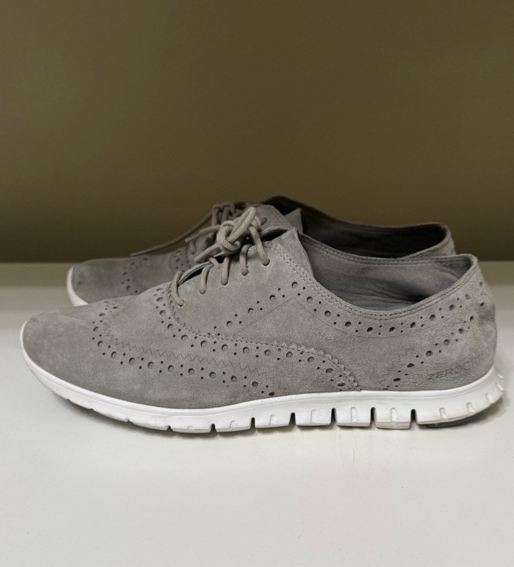 Cole Haan ZERØGRAND Gray Wingtip Brogue Oxford Lace-Up Round Toe Shoes