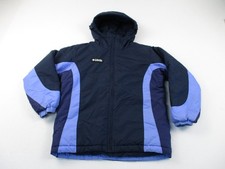 Vintage Columbia Jacket Boys 10/12 Blue Hooded Puffer Zip 90s Y2K Insulated