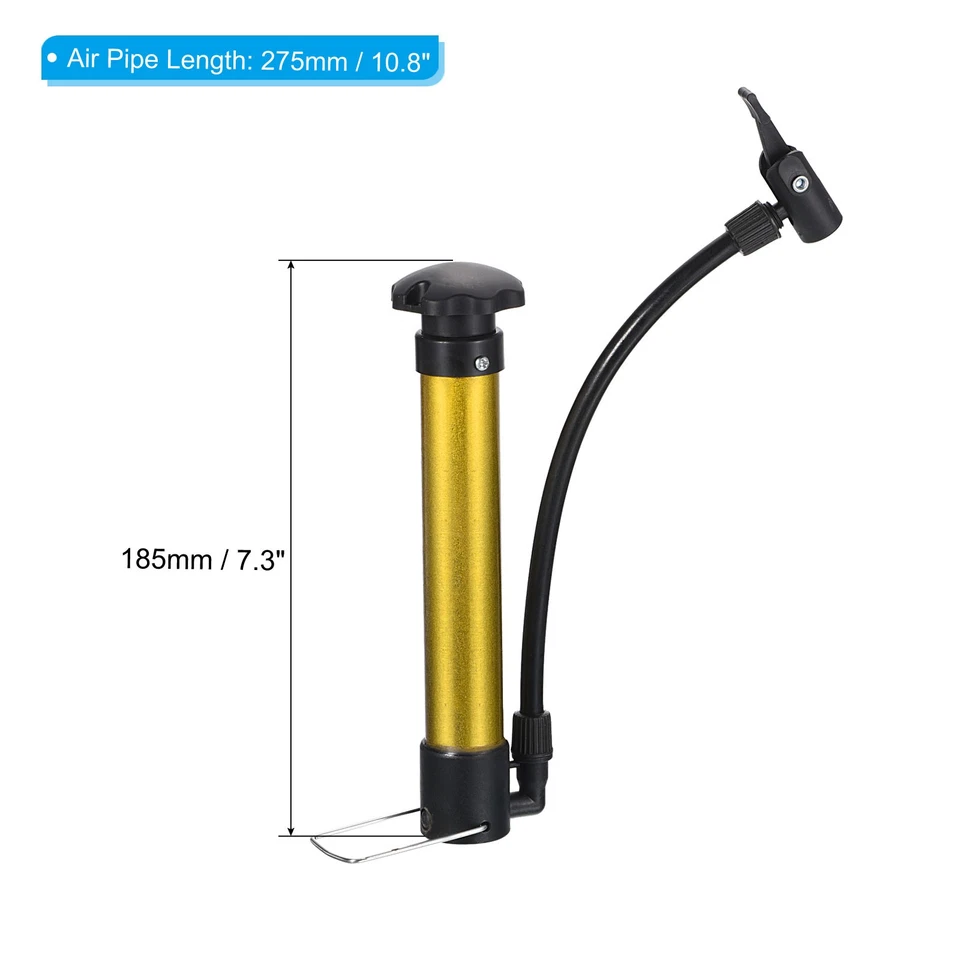 Mini Bike Floor Pump Ball Pump Kit Hand Inflator Pressure Air Pump Gold Tone Foto 2 de 4