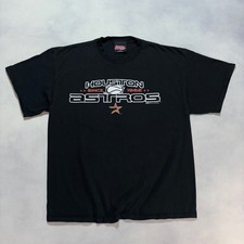 Vintage Houston Astros T-Shirt Men's XL Black MLB Baseball 2005 Graphic Tee Y2K