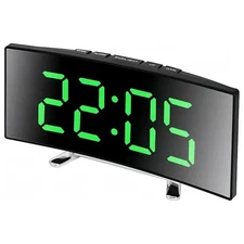 Creative Curved Electronic Clock, LED Large Screen Plug-in Battery
