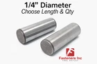 1/4" Dowel Pins Thru Hardened Alloy Plain (Choose Length & Quantity)