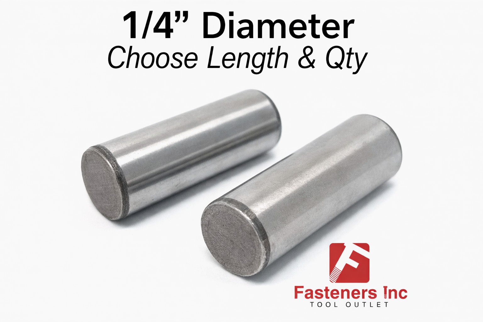 1/4" Dowel Pins Thru Hardened Alloy Plain (Choose Length & Quantity)