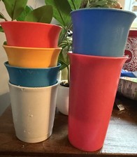 6 Vintage Tupperware Cups Multicolor Kids Made In USA Stackable