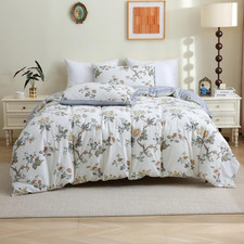 Floral Duvet Cover King Size Set Bird Flowers Bedding Set 100 Brushed Cotton Be