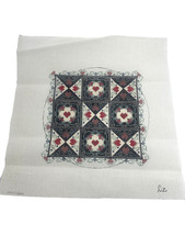 Liz Goodrick Dillon Hand Painted Needlepoint Canvas Quilt Square with Hearts