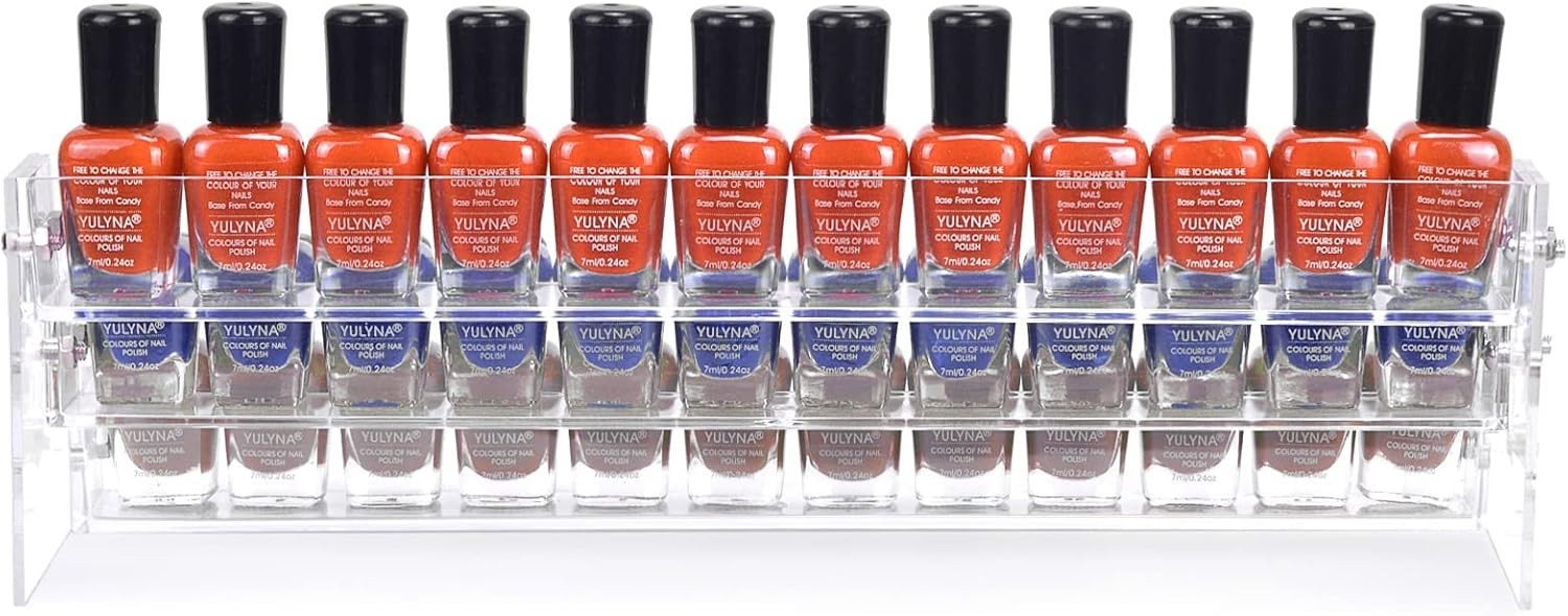 3 Packs Clear Nail Polish Organizer Holder Shelf Rack, Acrylic Display Stand ...