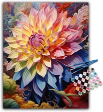 Paint by Numbers Kit for Adults- Flowers Adult Paint by Number Kits on Canvas