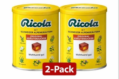 2x tins Ricola Original Kräuterzucker Swiss Herbal Candies Tin   250g Each