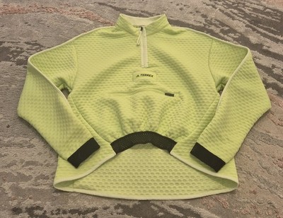 Adidas Terrex Damen limettengrün Laufen Fitness Workout Cropped 1/4 Zip Gr. M