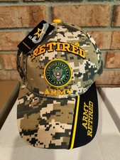 Retired US Army Military Emblem Camo Baseball Cap Item 2362