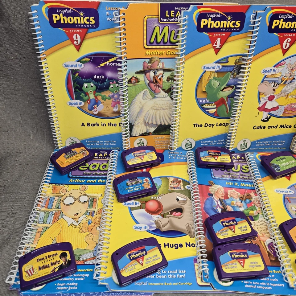 (12) LeapFrog LeapPad Leap Books & Cartridge Phonics Reading Math & More - Image 4 of 4