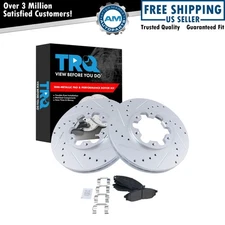 Performance Drilled & Slotted Brake Rotor & Metallic Pad Front Set New