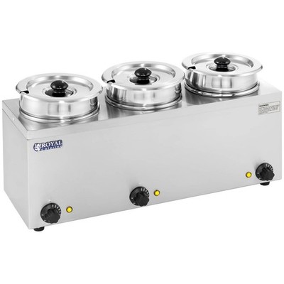 Bain Marie Rund Speisenwärmer Wasserbad Suppenstation Warmhalter 3 Behälter