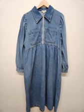 Aligne Gabriella Women's Long Sleeve Midi Denim Dress, Sz UK18 US14, Light Wash