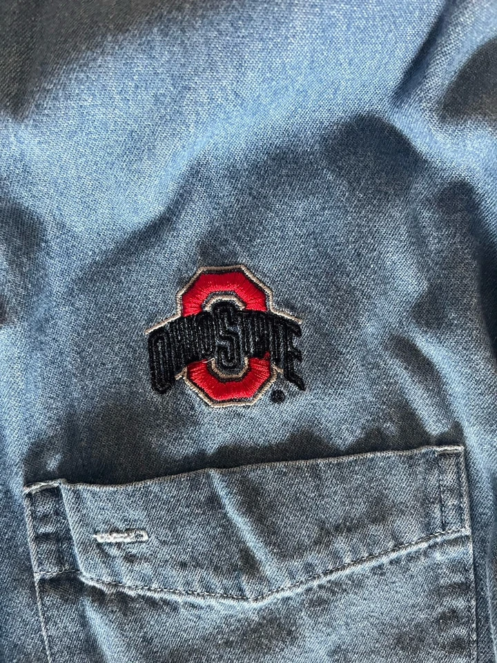 CAMISA VAQUERA VINTAGE/OHIO STATE/OSU 2XL MANGA LARGA CON BOTONES CON BOLSILLOS Foto 3 de 4