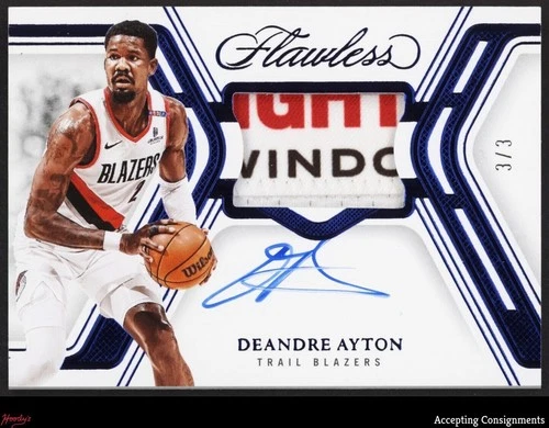 2024-25 Flawless Prime Blue Deandre Ayton 3/3 GAME USED LAUNDRY TAG PATCH AUTO