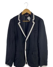 Comme des Garcons Black Wool-Polyester Blended Jacket with White Trim, Size S -