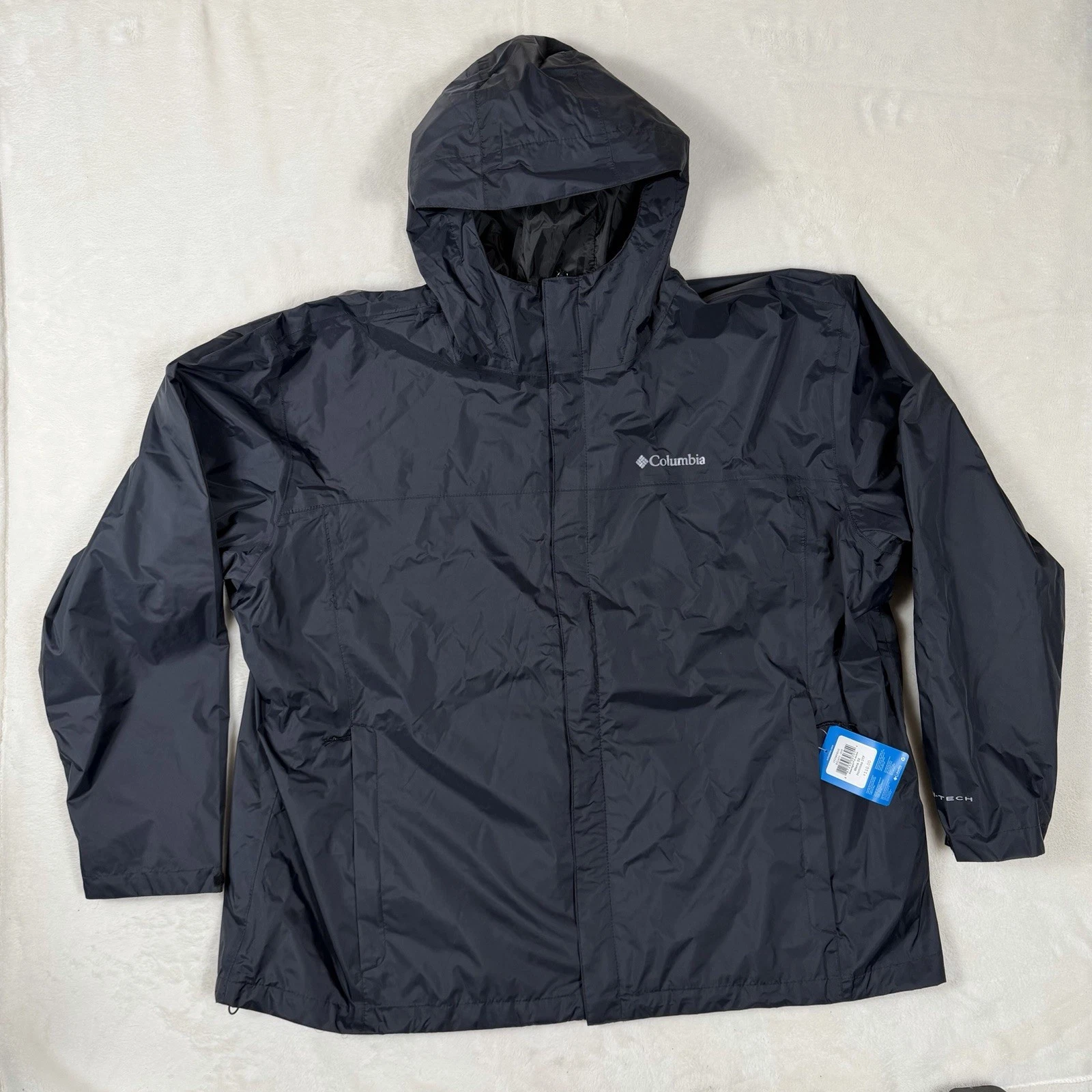 Columbia Watertight II Jacket Men’s 3X Black Hooded Omni-tech Waterproof