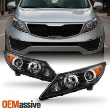 For 2011-2012 Kia Sportage Headlights Headlamp Black Oe Style Driver - Passenger