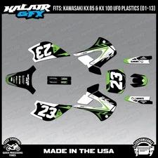 Graphics Kit for Kawasaki KX85 KX100 UFO Restyle 2001-2013 Evader Series - Green