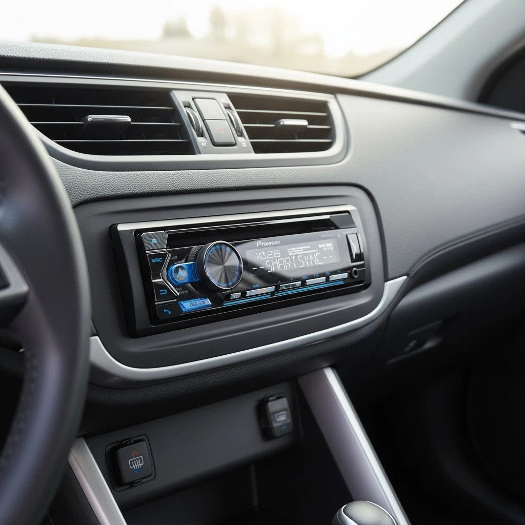1-Din CD Receiver with Bluetooth, USB/AUX Inputs, and Color 