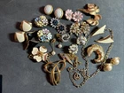 Lot Vintage TRIFARI JEWELRY Enamel Rhinestone Gold Silver Pins Earrings ...