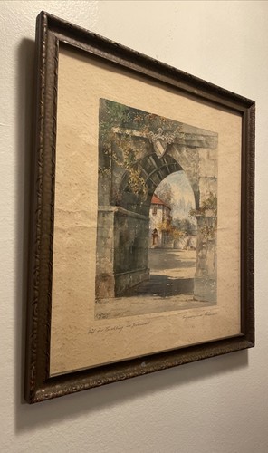 Picture - Kafferlein Framed Watercolor Archway Painting Signed 16 X 18 der Fisch - Picture 15 of 24
