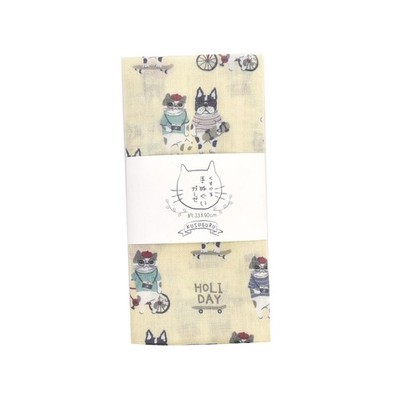 [Kusuguru Japan] Gauze Tenugui (Japanese Hand Towel) Animal Mode Ye_
