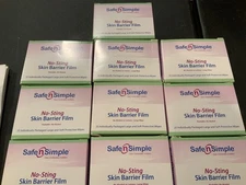 250 (10 Boxes of 25) Safe n Simple SNS00807 No Sting Skin Barrier Film Wipes.