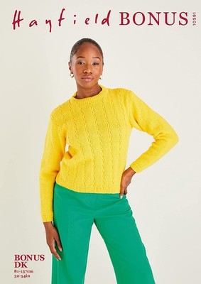 Sirdar Hayfield Bonus Double Knit Strickmuster, Rundhals Pullover 10591