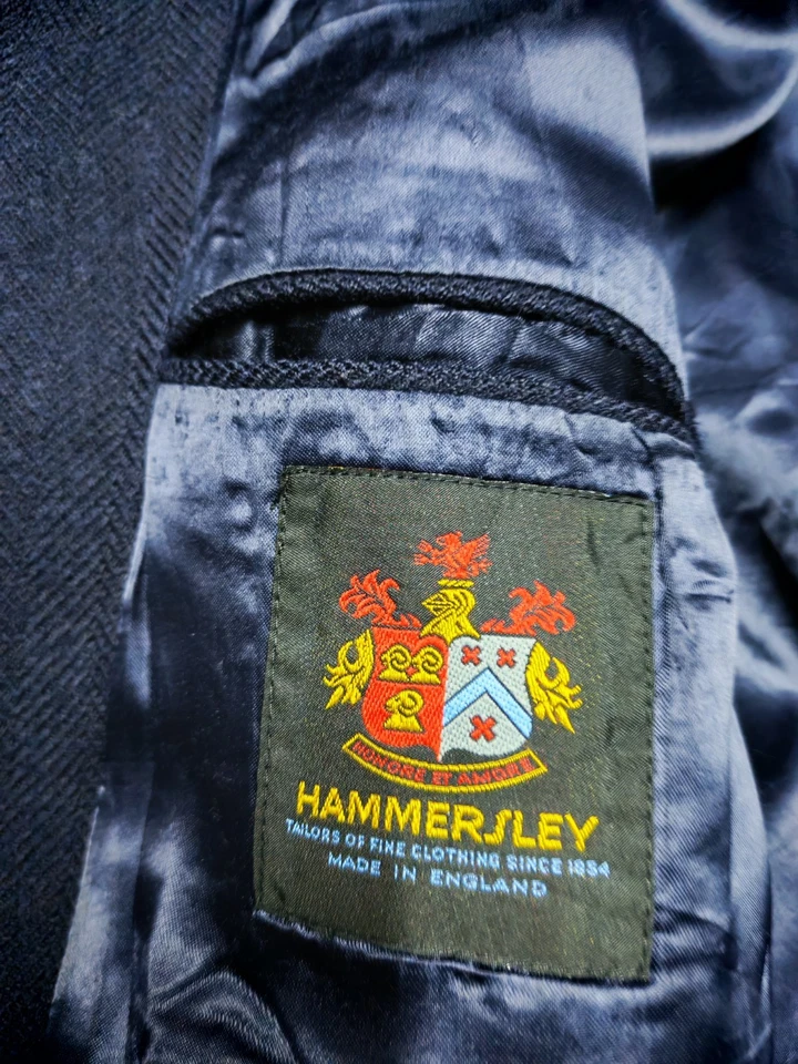 1970s vintage Hammersley pure wool classic db gangster navy over coat 46R 48R - Image 4 of 4