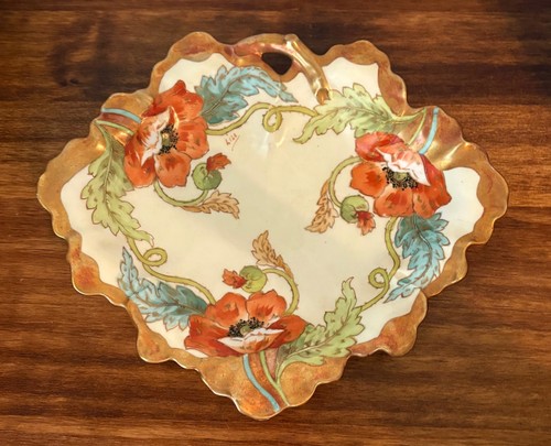 Antique Bawo & Dotter Elite Works Limoges Signed Floral Art Nouveau Bowl - 10"