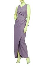 Alex Evening Icy Orchid Purple Embellished Side Drape Column Gown Size 16 289