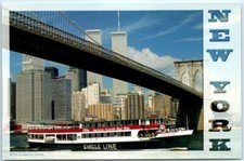 Postcard - The World Trade Center & Brooklyn Bridge, New York City, New York USA