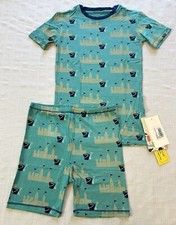 KicKee Pants Neptune Sandcastles Pajama Set 2 Pc Short Sleeve Shorts Bamboo